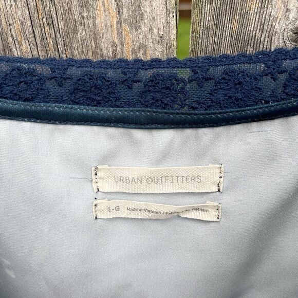 URBAN OUTFITTERS Leandra Whimsigoth Floral Lace Silk Feel Cami, Black/Blue-Large - Picture 6 of 9